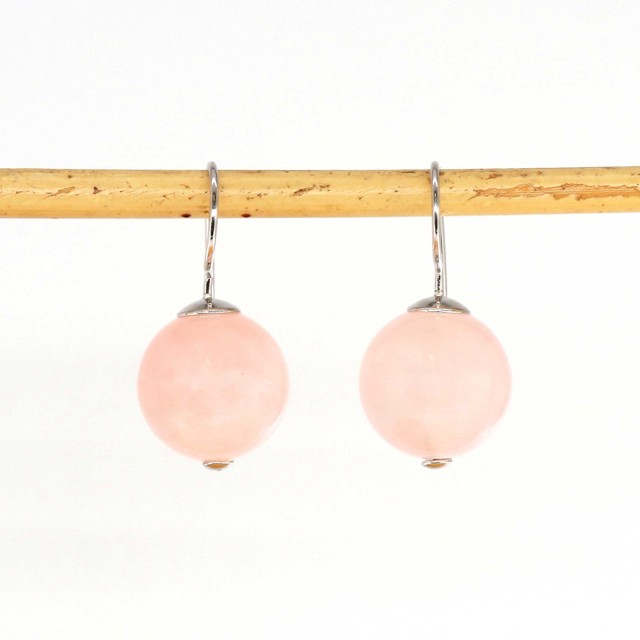 Bild von "Kugel". Rosenquarz. Ohrringe. Silber 925-rhodiniert