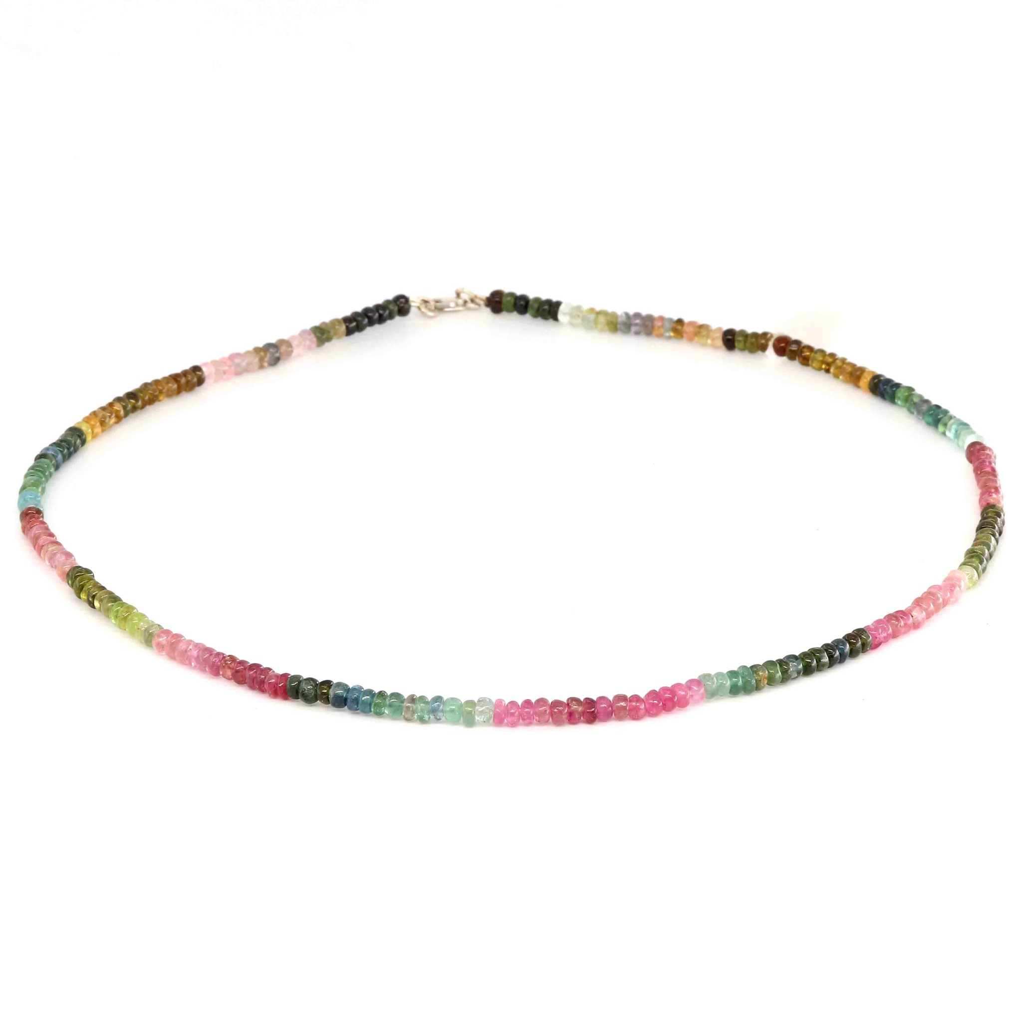 Bild von Turmalin farbig Button  3.5mm Halskette mit Silberverschluss