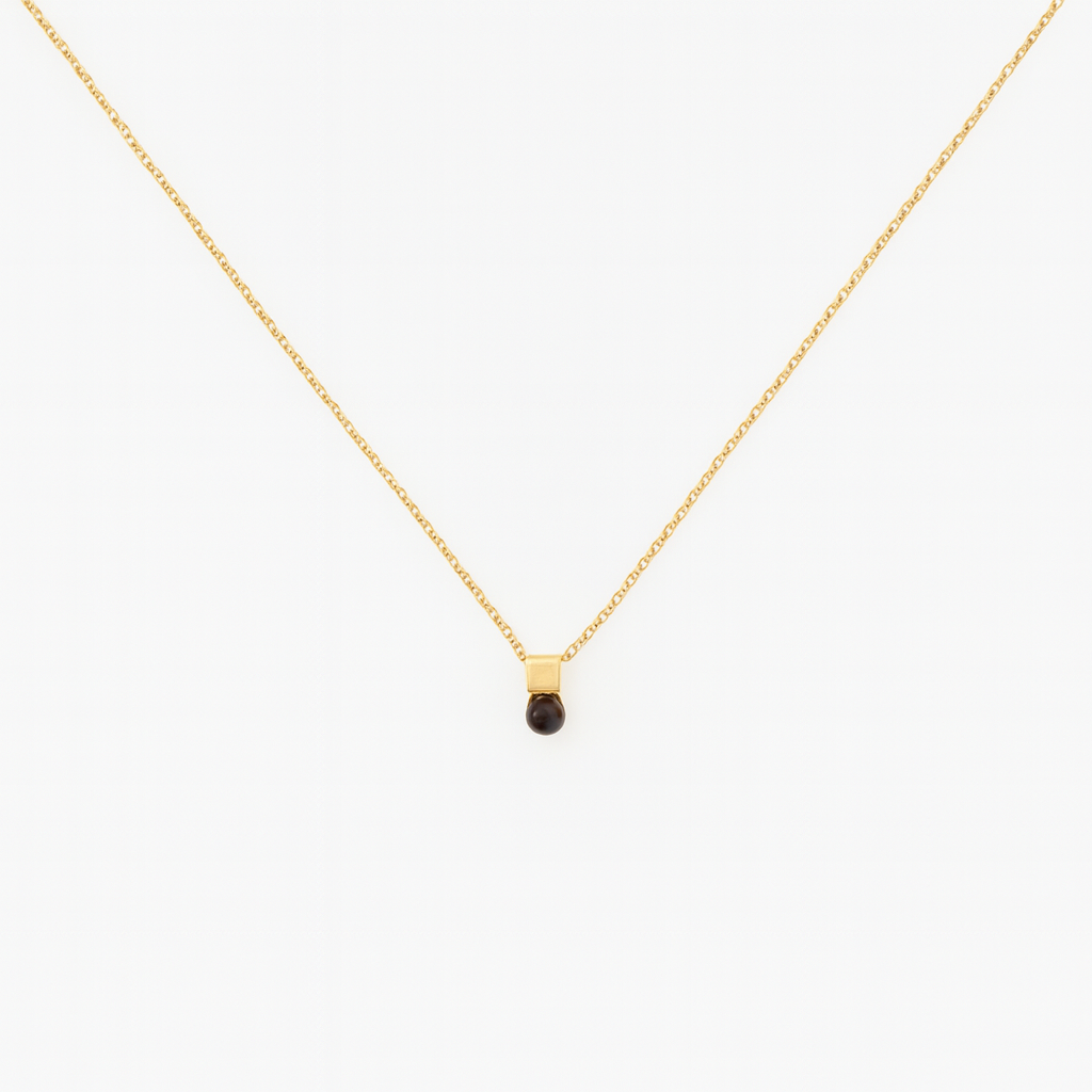 Bild von Tigerauge Würfel 3.5mm "Cube" Halskette 40+5cm. Silber vergoldet