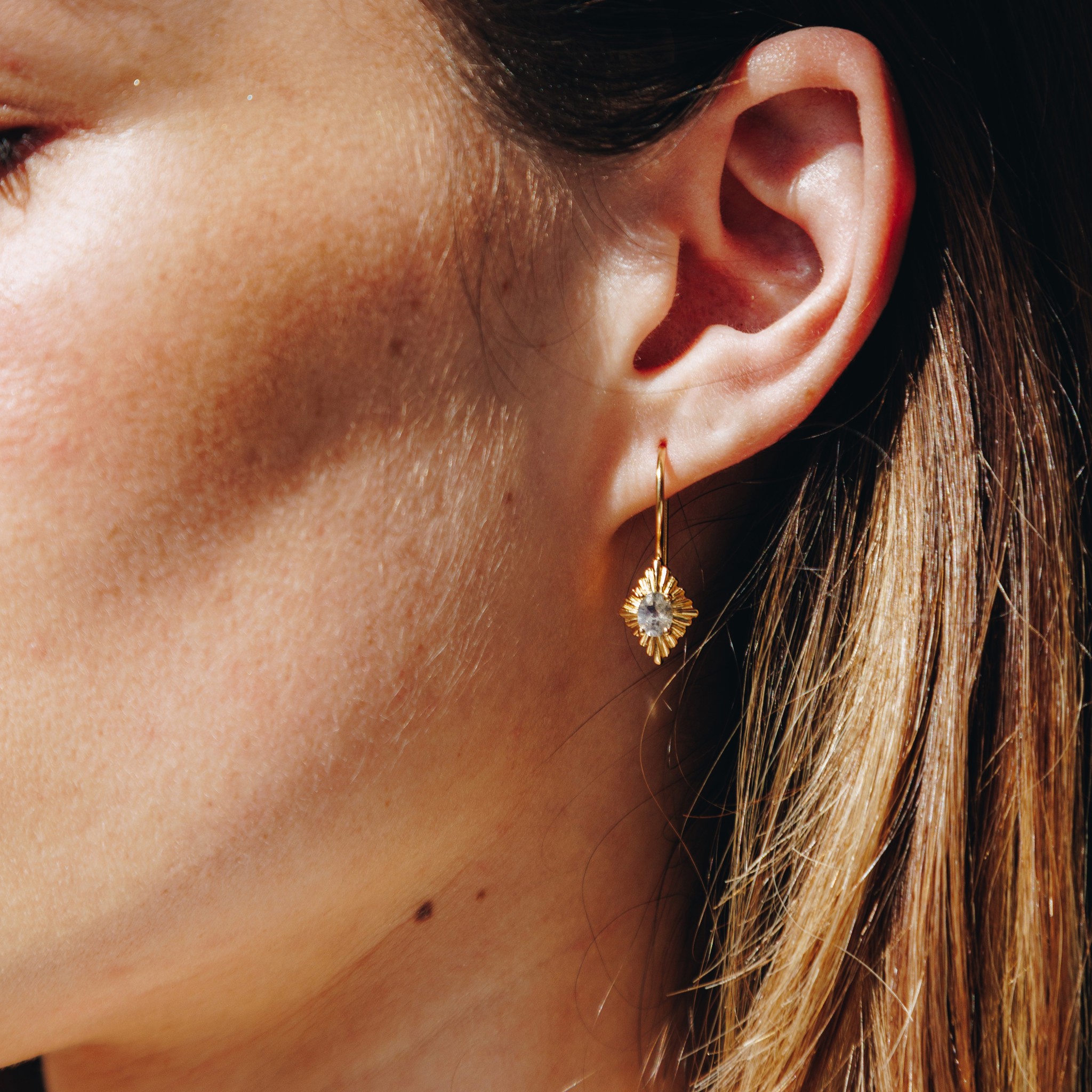 Bild von "art-deco". Labradorit. Ohrringe. Silber 925-Vergoldet