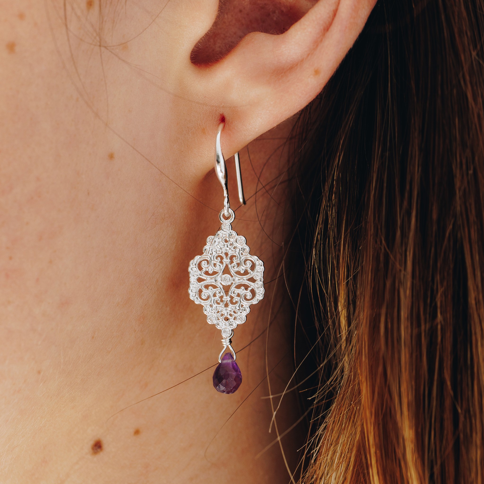 Bild von "Casa Blanca". Amethyst. Ohrringe. Silber 925