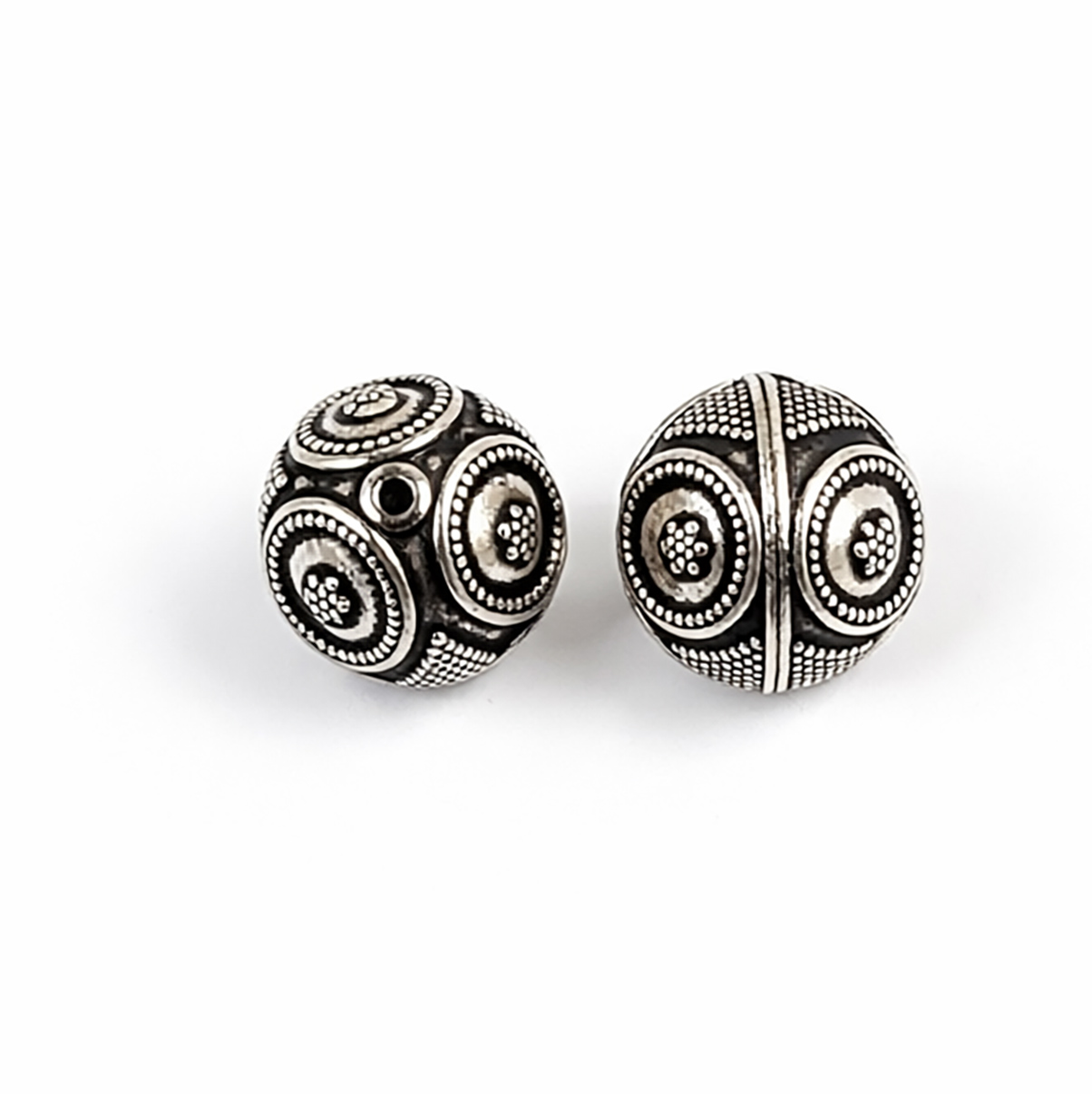 Bild von Kugeln verziert 8mm, Silber 925 geschwärzt