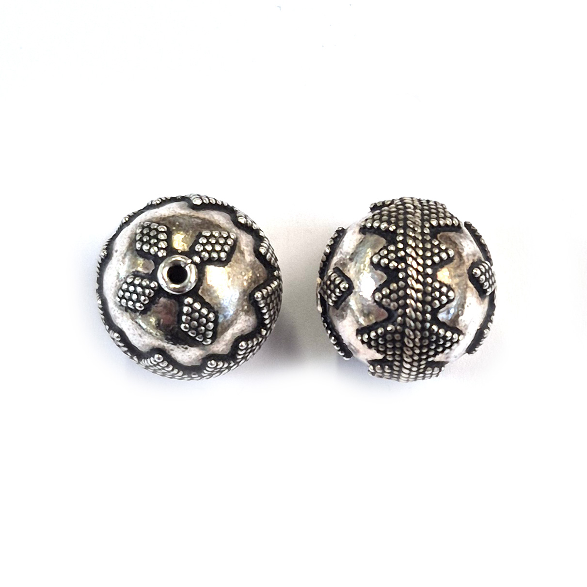 Bild von Kugeln verziert 15.5mm, Silber 925 geschwärzt