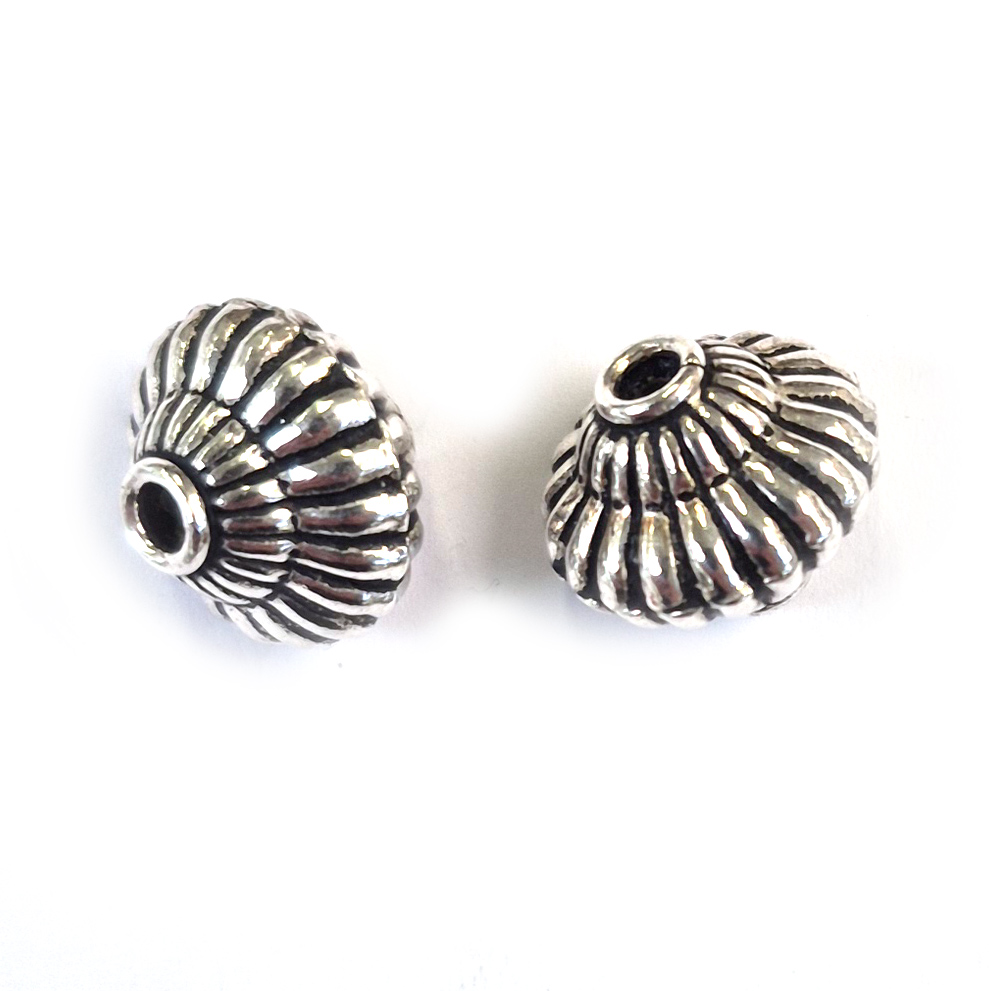 Bild von Button geriffelt 12x14mm, Silber 925 geschwärzt