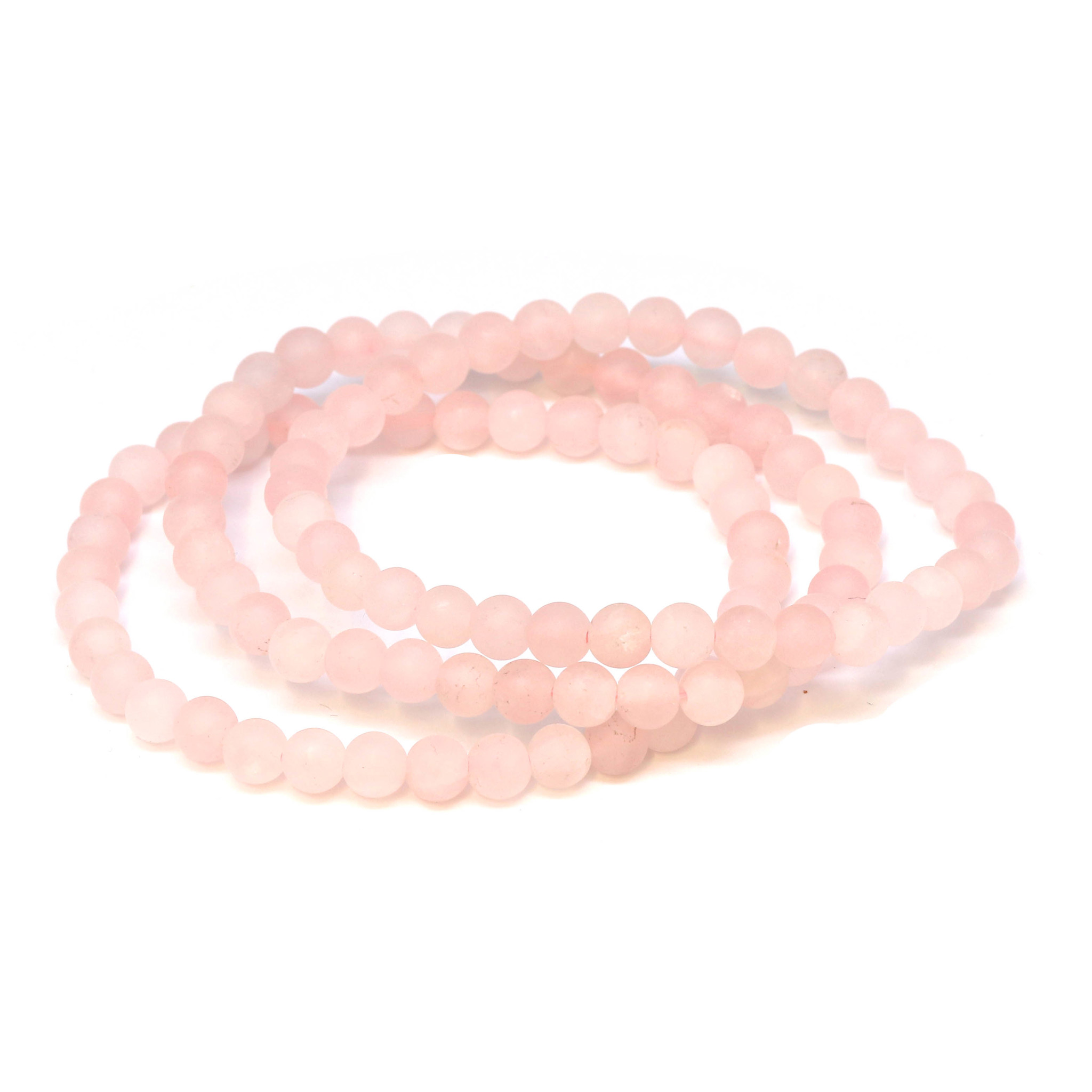 Bild von Rosenquarz Kugeln  6mm Armband, matt (natur, Madagaskar)