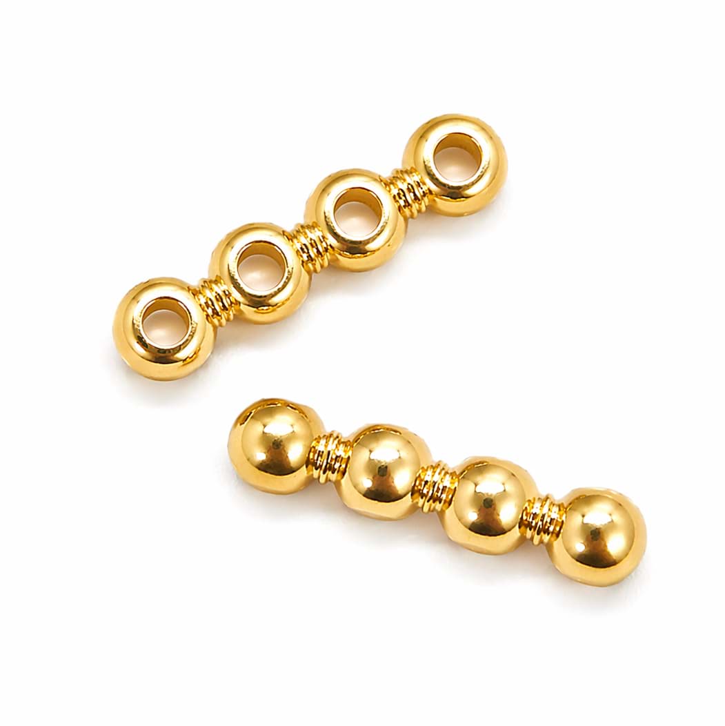 Verbinder 4mm Kugeln 16.8mm, Silber 925 vergoldet (3er Set)