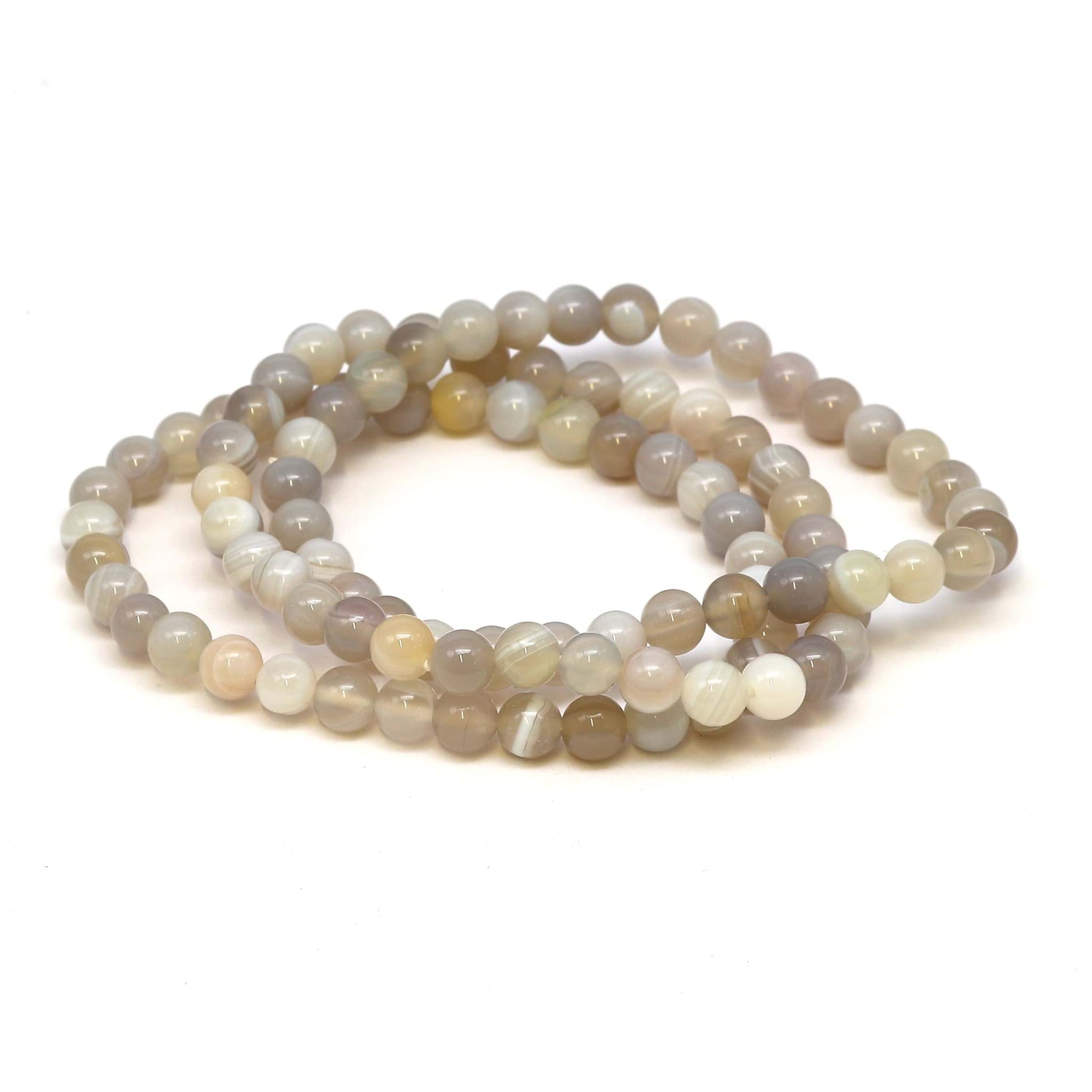 Achat Kugeln  6mm Armband (hellgrau)