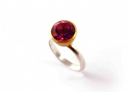 Bild von Amethyst fac. "Cup" bi-color Ring, Silber 925