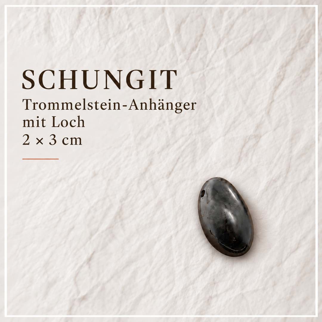 Schungit Trommelstein mit Loch Anhänger 