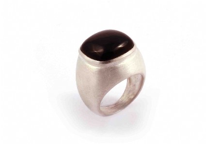 Bild von Onyx 17mm Cabochon Rechteck Ring, Silber 925
