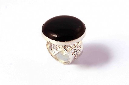 Bild von Onyx Cabochon 26mm Ring, Silber 925