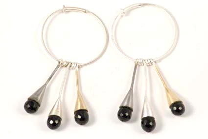 Bild von "Tropfen fac.". Onyx. Ohrringe. Silber 925-rhodiniert-Vergoldet