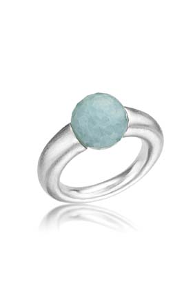 Bild von Aquamarin fac. Kugel 10mm "Arch" Ring, Silber 925