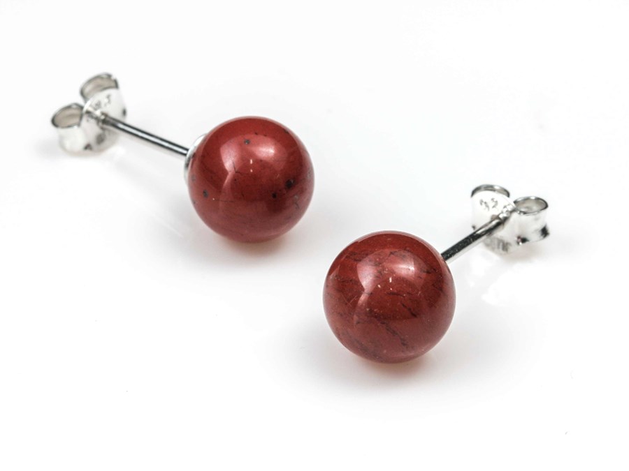 Bild von "Kugel". Roter Jaspis. Ohrstecker. Silber 925