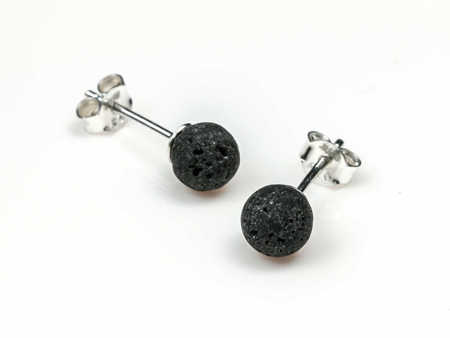 Bild von "Kugel". Lava. Ohrstecker. Silber 925