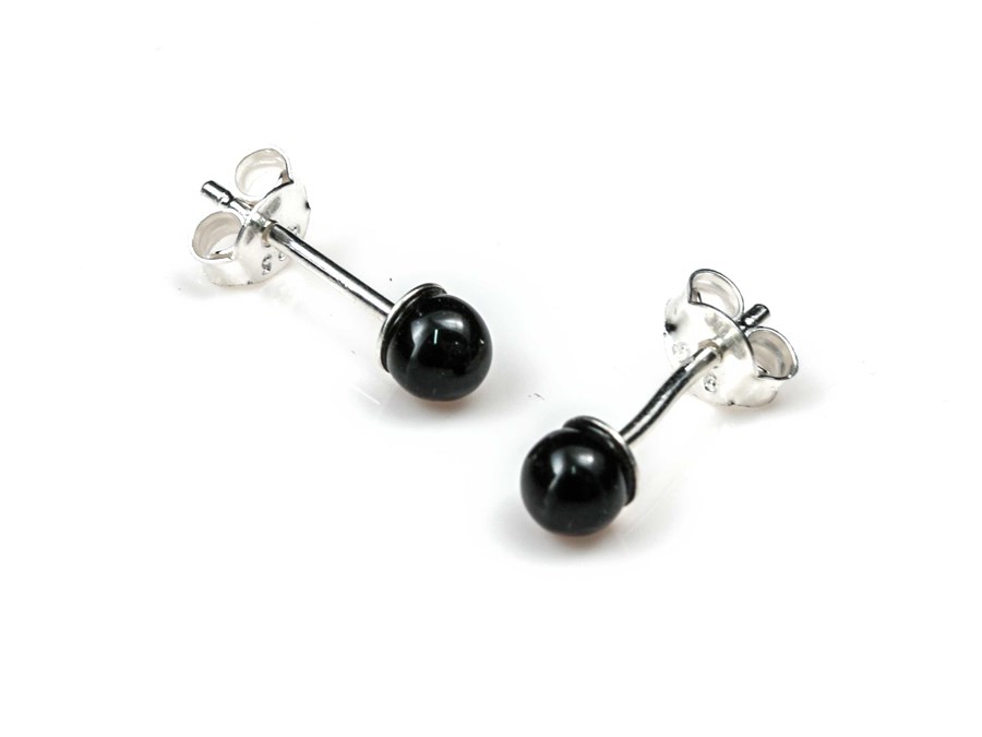 Bild von "Kugel". Obsidian. Ohrstecker. Silber 925