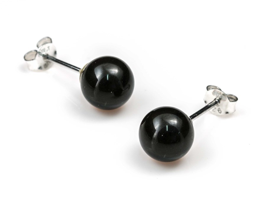 Bild von "Kugel". Obsidian. Ohrstecker. Silber 925