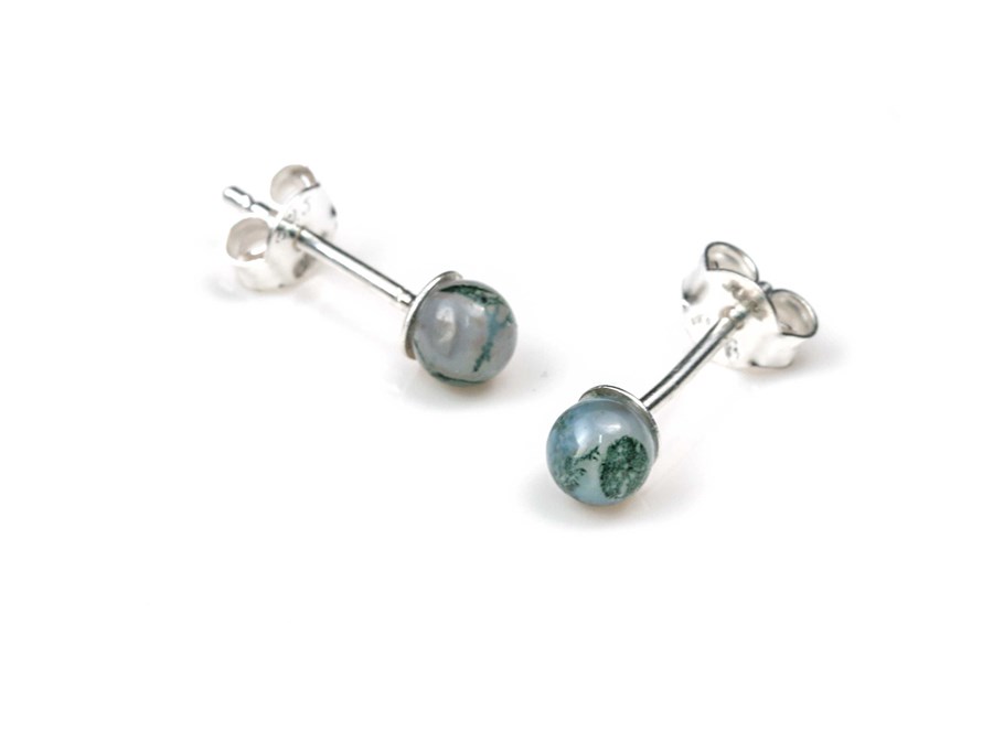 Bild von "Kugel". Moosachat . Ohrstecker. Silber 925
