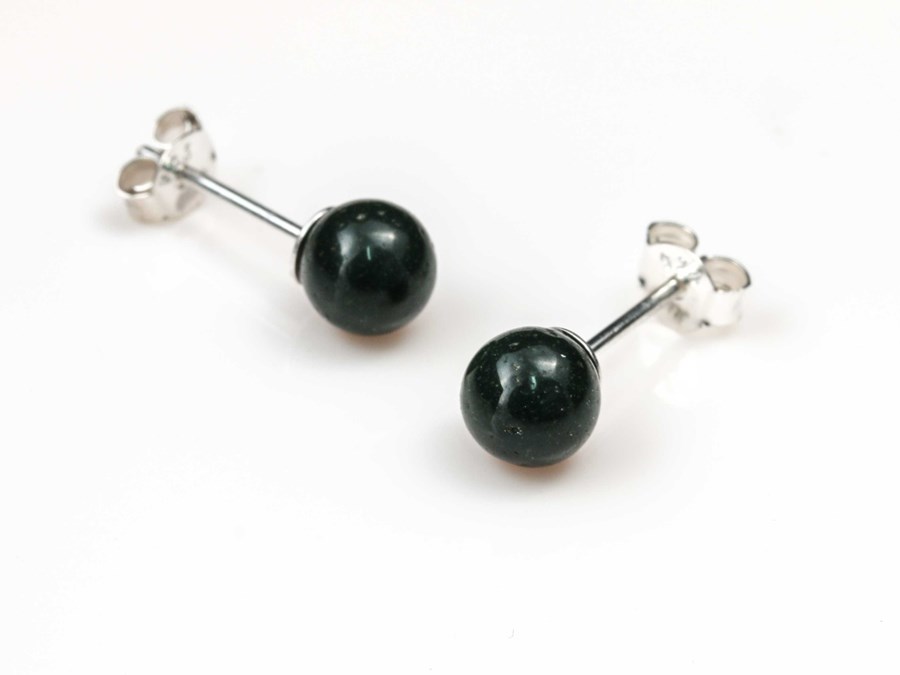 Bild von "Kugel". Moosachat . Ohrstecker. Silber 925