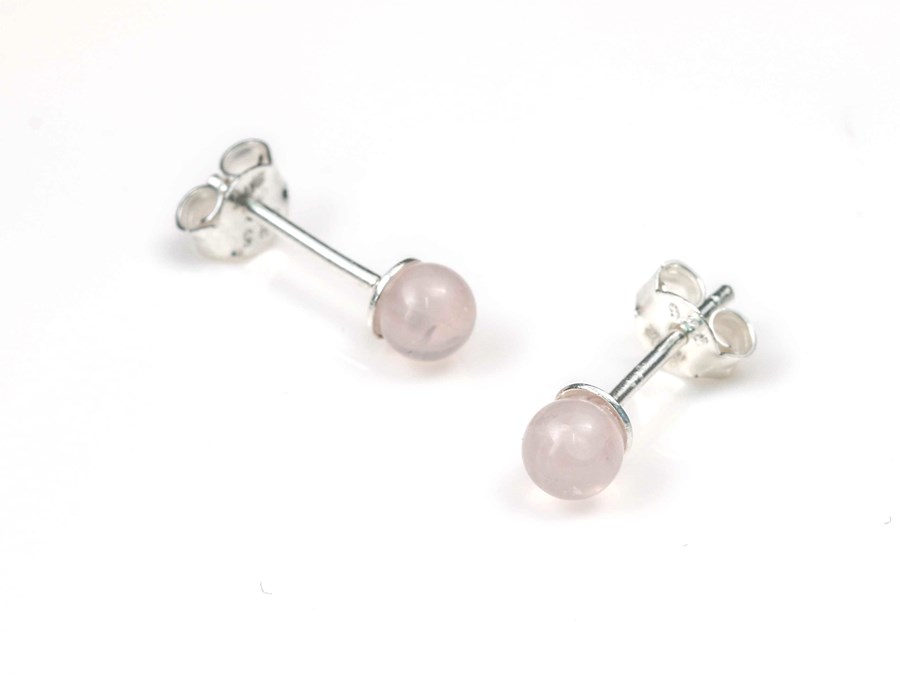 Bild von "Kugel". Rosenquarz. Ohrstecker. Silber 925