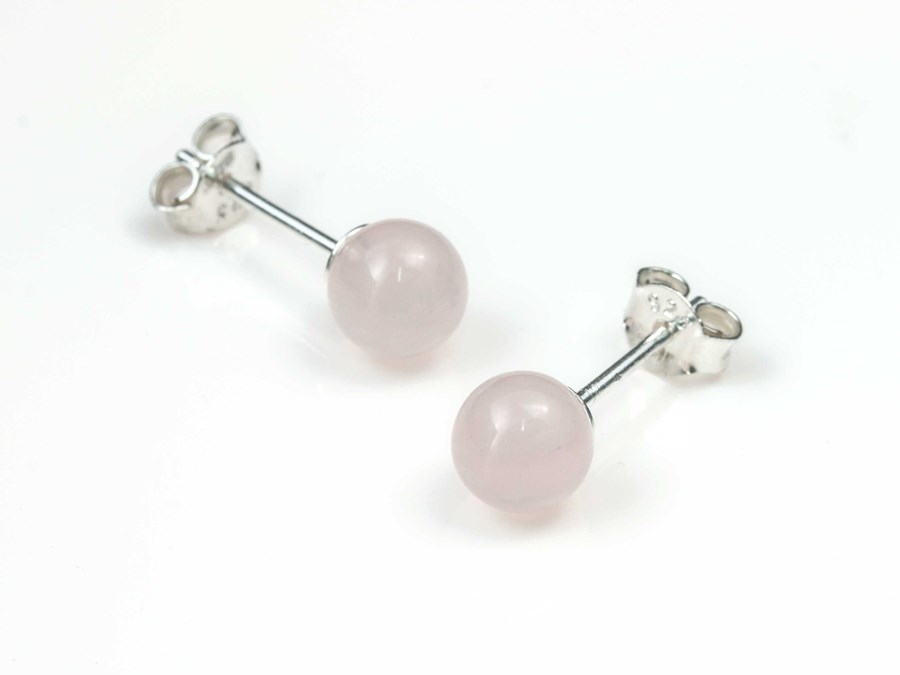 Bild von "Kugel". Rosenquarz. Ohrstecker. Silber 925