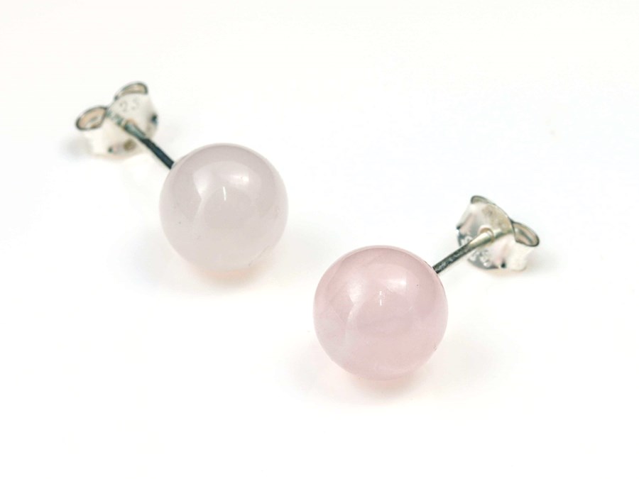 Bild von "Kugel". Rosenquarz. Ohrstecker. Silber 925