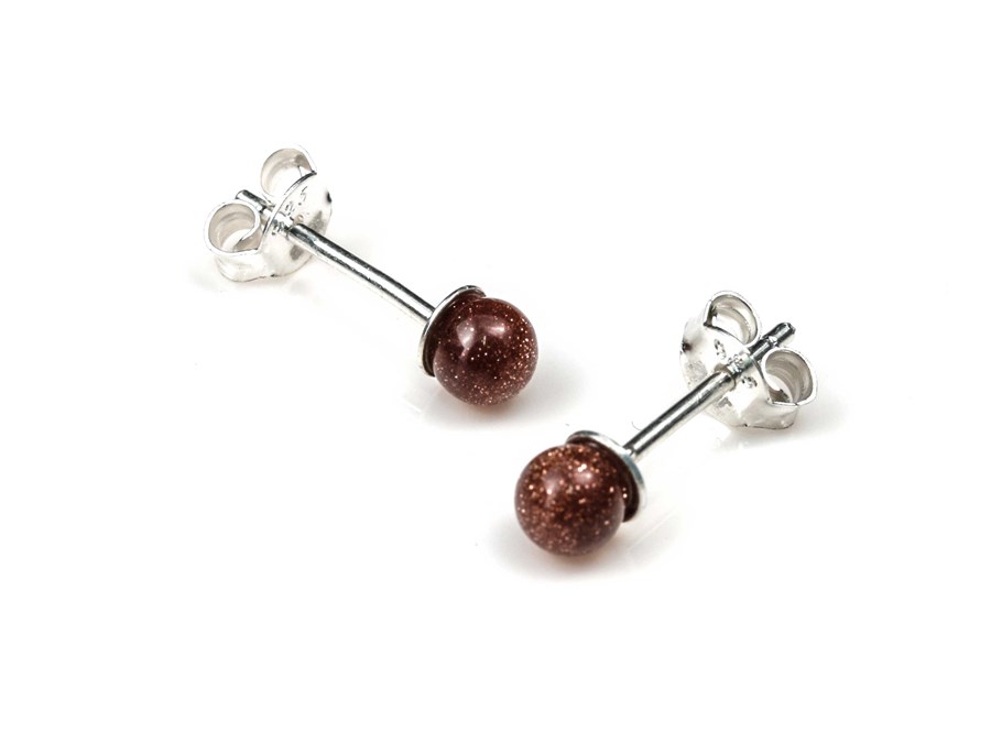 Bild von "Kugel". Goldfluss rot. Ohrstecker. Silber 925 