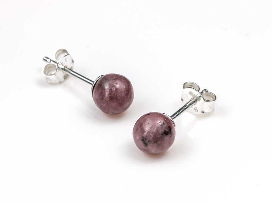 Bild von "Kugel". Rhodonit. Ohrstecker. Silber 925