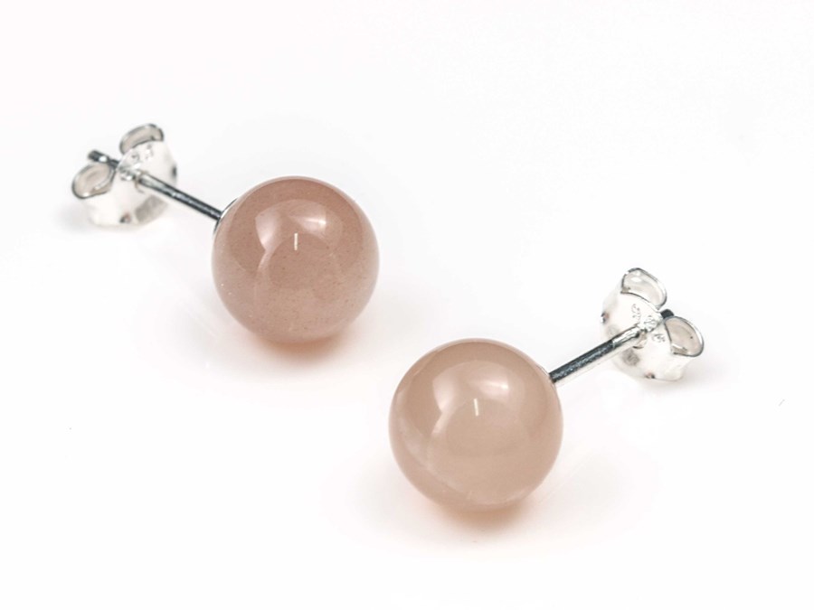 Bild von "Kugel". Mondstein. Ohrstecker. Silber 925 