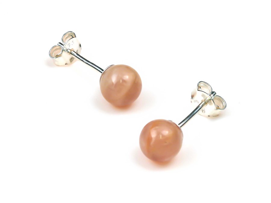 Bild von "Kugel". Mondstein. Ohrstecker. Silber 925