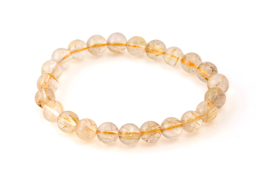 Quarzo rutilato extra perline tonde bracciale 10mm