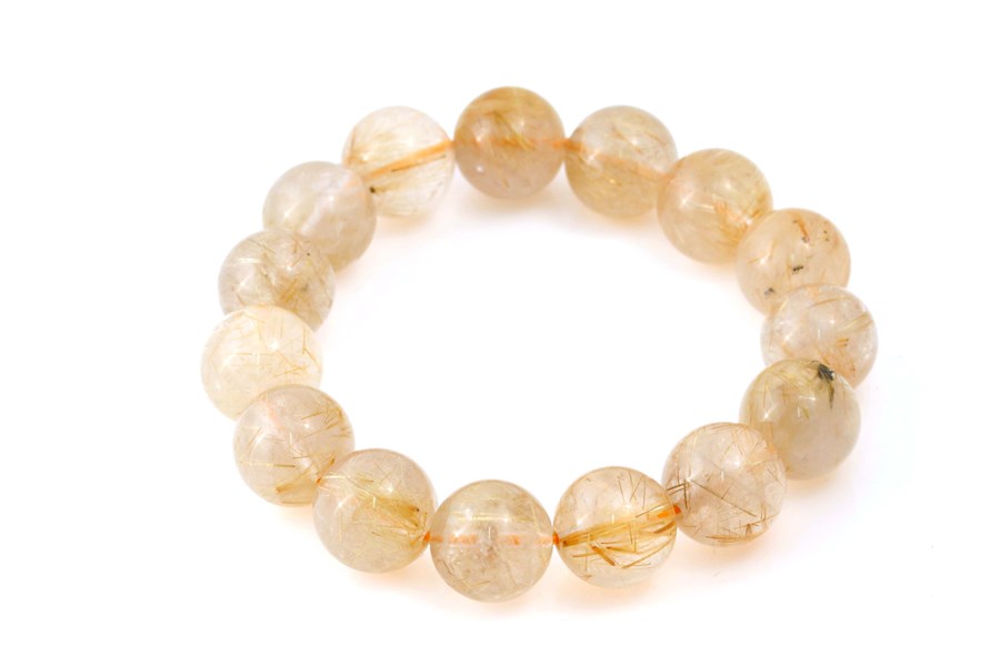 Perline di quarzo rutilato 14 mm Bracciale Extra