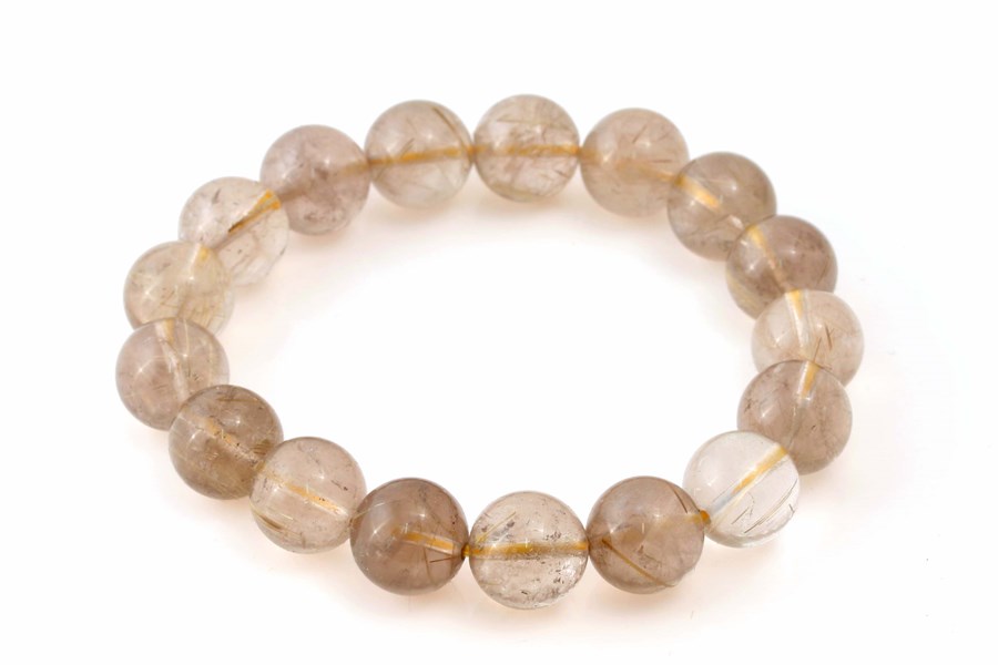 Bracciale con perline di quarzo rutilato 12 mm