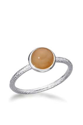 Bild von Mondstein pink Cabochon 8mm Ring, Silber 925