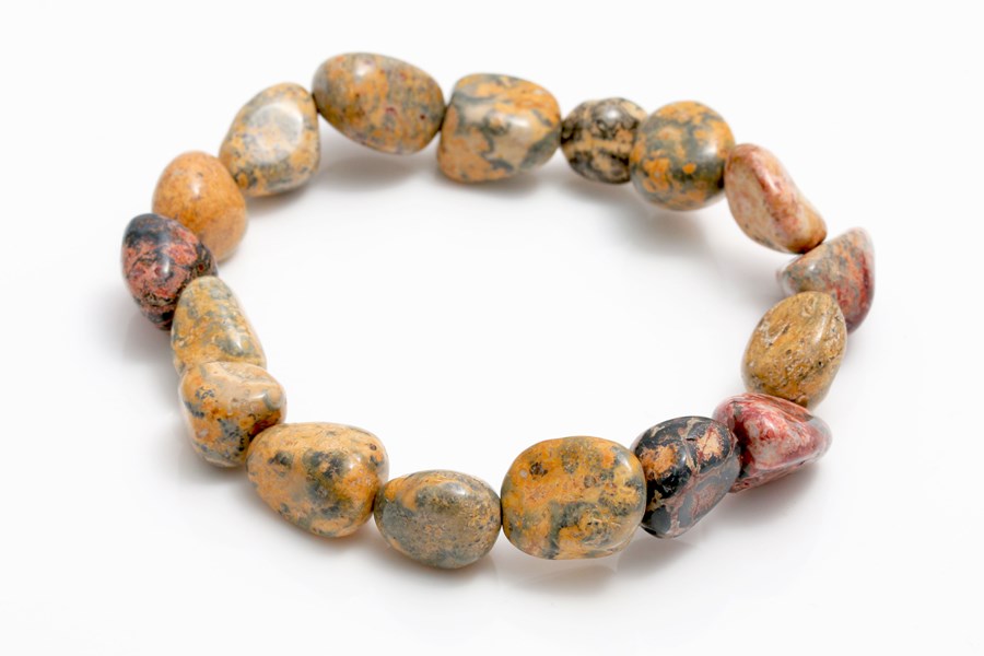 Bild von Leopardenfell Jaspis Nuggets Crazy  9-12mm Armband