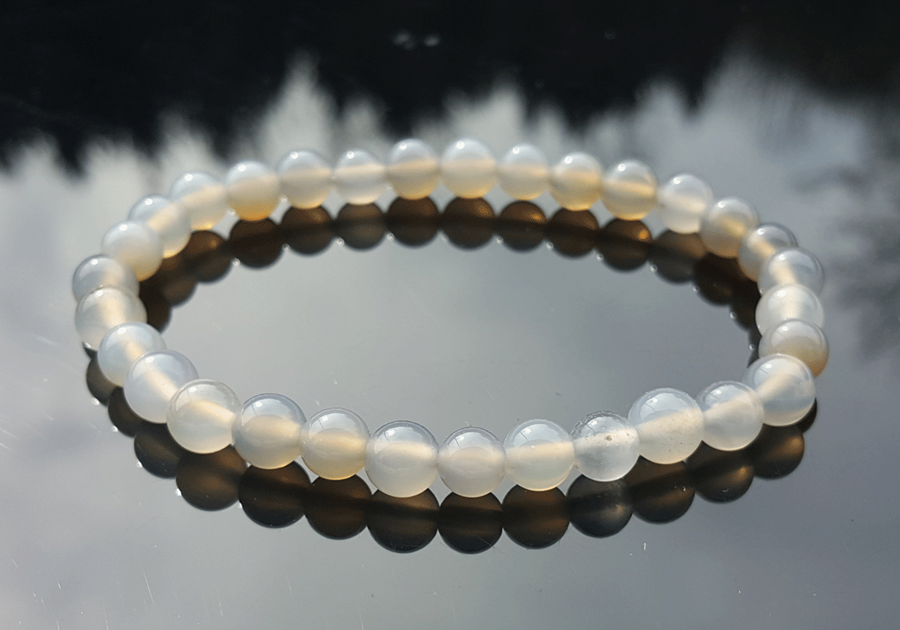 Bracelet de boules d'Agate 6mm gris